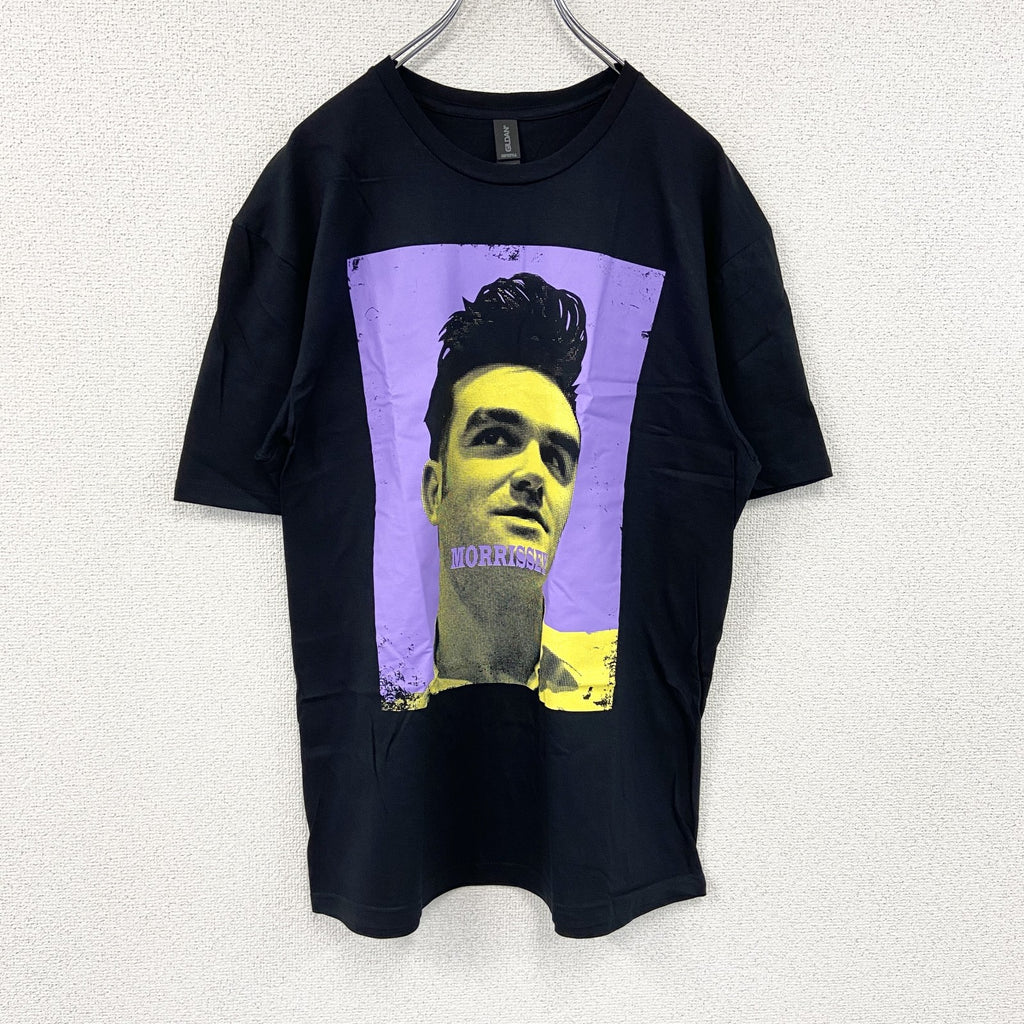 MORRISSEY　モリッシー　THE SMITH　ザ・スミス　Purple & Yellow　半袖フォトプリントTシャツ　バンドT　GILDANボディ　オフィシャル　黒　ブラック　Lサイズ【新品・正規品】