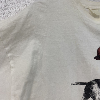 90s　BANANA REPUBLIC　バナナリパブリック　半袖プリントアニマルTシャツ　シングルステッチ　白　ホワイト