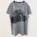 古着 used　Blue Monkey　ブルーモンキー　半袖プリントTシャツ　オートバイ　バイク　グレー　レトロデザイン　Lサイズ