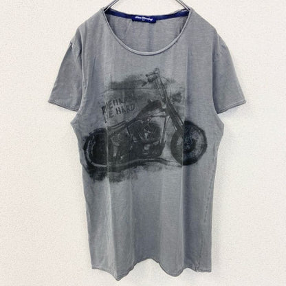 古着 used　Blue Monkey　ブルーモンキー　半袖プリントTシャツ　オートバイ　バイク　グレー　レトロデザイン　Lサイズ
