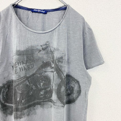 古着 used　Blue Monkey　ブルーモンキー　半袖プリントTシャツ　オートバイ　バイク　グレー　レトロデザイン　Lサイズ