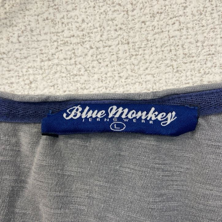 古着 used　Blue Monkey　ブルーモンキー　半袖プリントTシャツ　オートバイ　バイク　グレー　レトロデザイン　Lサイズ