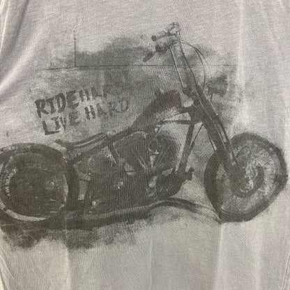 古着 used　Blue Monkey　ブルーモンキー　半袖プリントTシャツ　オートバイ　バイク　グレー　レトロデザイン　Lサイズ