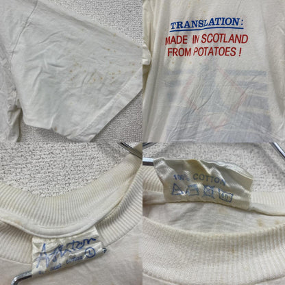～90s　Afhtan　半袖プリントTシャツ　ユーロヴィンテージ　白　ホワイト　Lサイズ