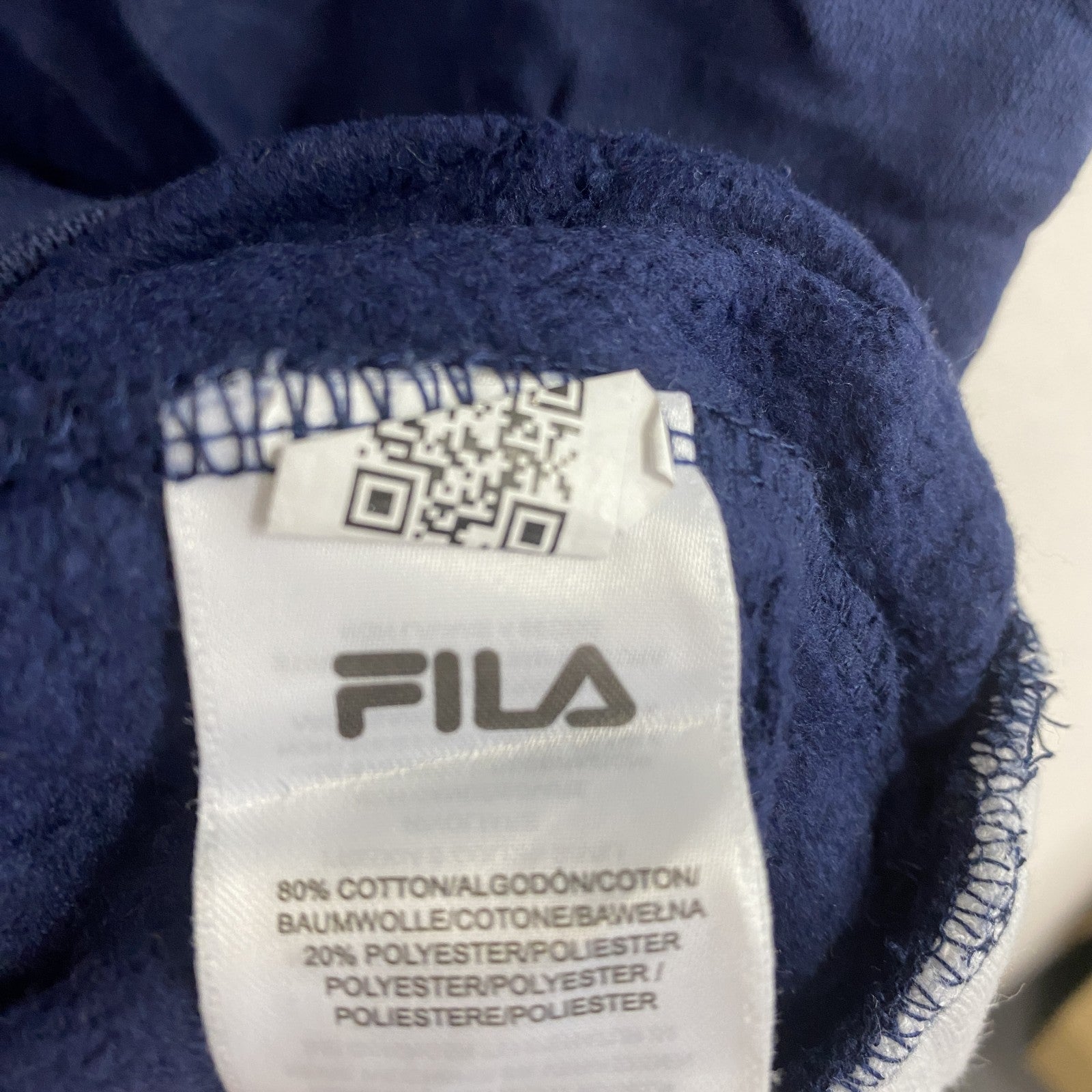 FILA　フィラ　ハーフジップスウェット/トレーナー　刺繍ロゴ　ワンポイント　リブライン　紺　ネイビー　Mサイズ