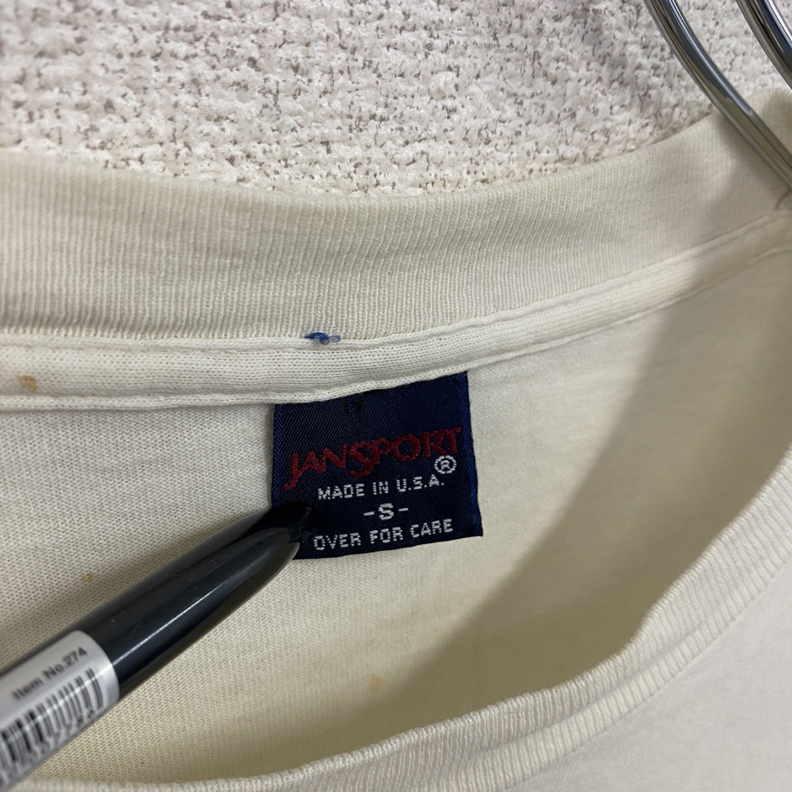 JANSPORT　ジャンスポーツ　半袖プリントTシャツ　白　ホワイト　Sサイズ