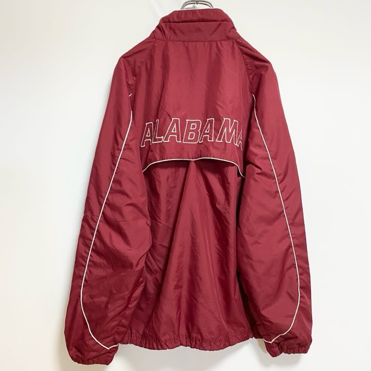 古着 used　REDOAK　長袖ハーフジップカレッジナイロンジャケット　ワンポイント刺　ワインレッド　アラバマ大学　Mサイズ