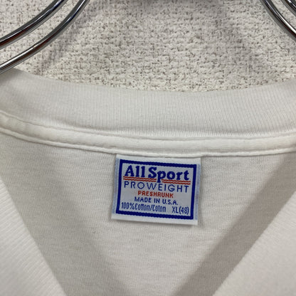 90s～　All Sport　半袖プリントTシャツ　シングルステッチ　ヴィンテージ　白　ホワイト　XLサイズ