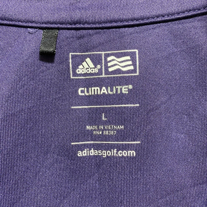 古着 used　adidas　アディダス　長袖ハーフジップトラックジャケット　ジャージ　紫　パープル　ワンポイント刺繍　Lサイズ