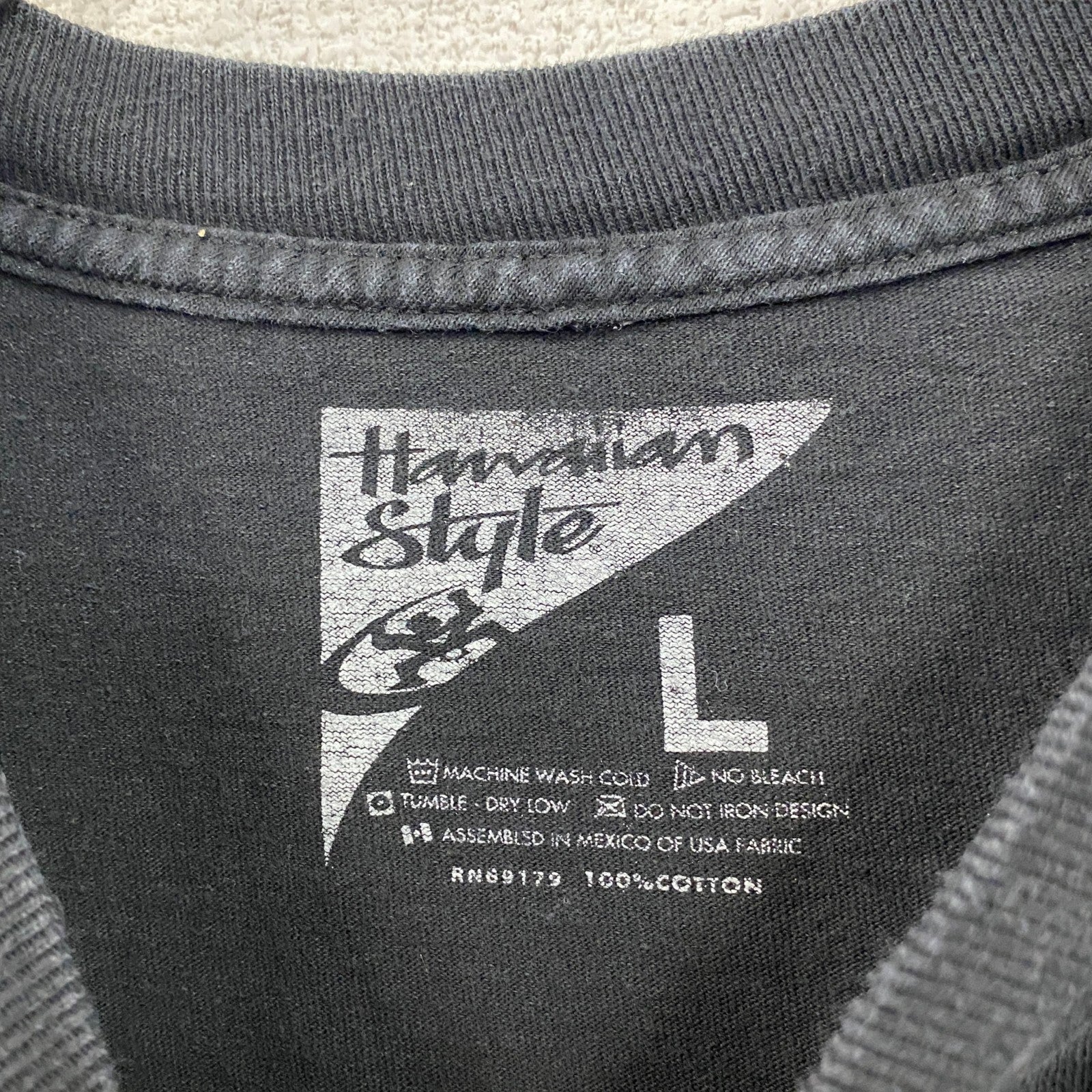 Hawaiian Style　ハワイアンスタイル　半袖プリントTシャツ　黒　ブラック　Lサイズ