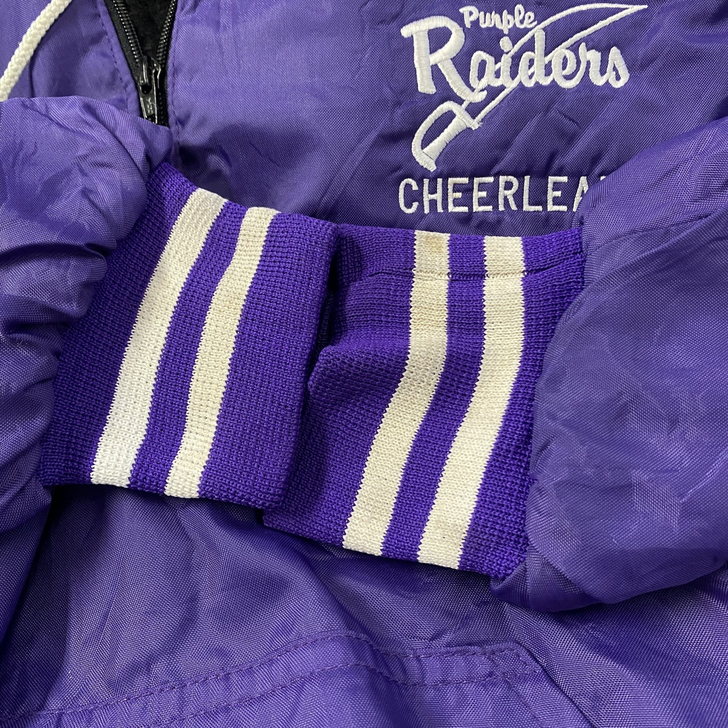 古着 used SPORTS WEAR　長袖アノラックパーカー　ハーフジッププルオーバー　ロゴ刺繍　紫　裏起毛　XLサイズ