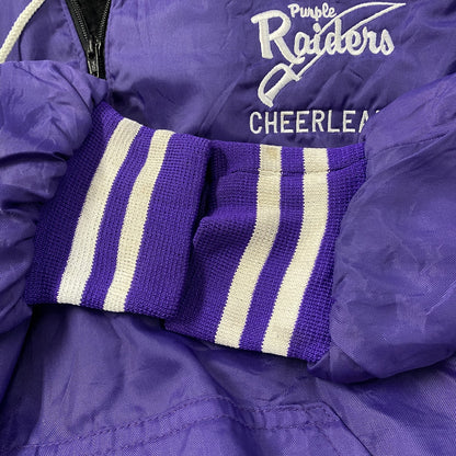 古着 used SPORTS WEAR　長袖アノラックパーカー　ハーフジッププルオーバー　ロゴ刺繍　紫　裏起毛　XLサイズ