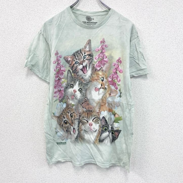 THE MOUNTAIN　ザマウンテン　半袖プリントTシャツ　アニマルT　タイダイ　水色　ライトブルー　Mサイズ