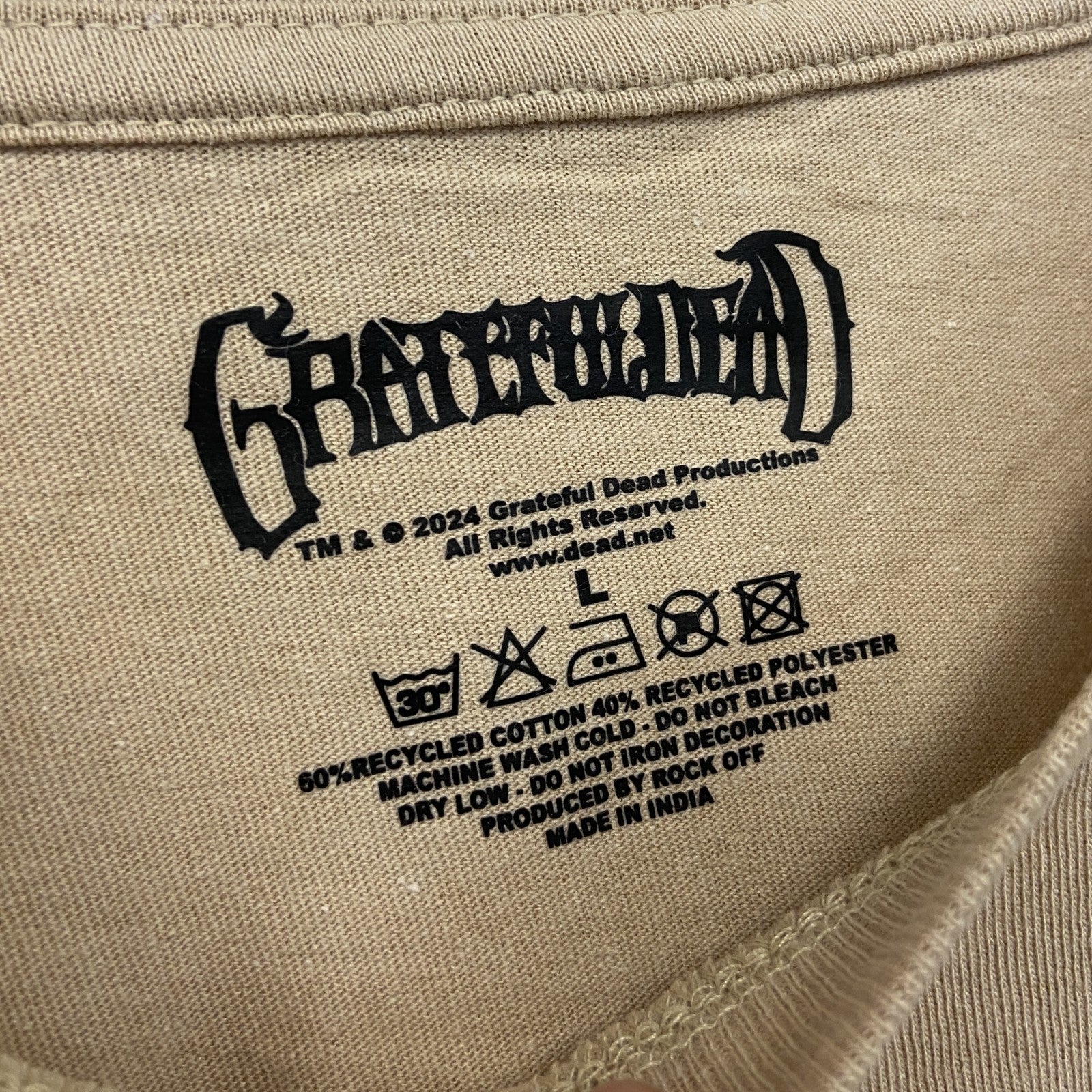 Grateful Dead　グレイトフル・デッド　Dancing Bears　半袖プリントTシャツ　バンドT　オフィシャル　ベージュ　Lサイズ【新品・正規品】
