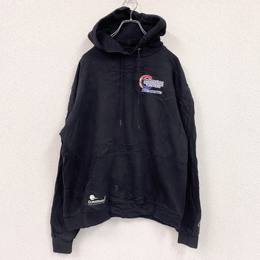 Champion　チャンピオン　スウェットパーカー/フーディー　両面プリント　企業　デカロゴ　現行　黒　ブラック　Lサイズ
