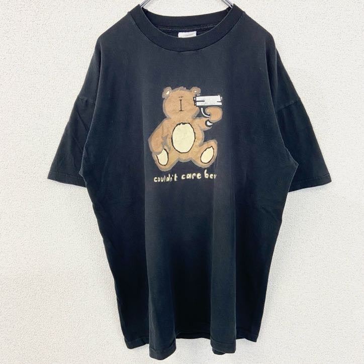 古着 used　90s　SCREEN STARS　半袖アニマルイラストプリントTシャツ　熊　bear　黒　ヴィンテージ　XLサイズ