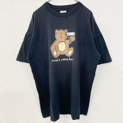 古着 used　90s　SCREEN STARS　半袖アニマルイラストプリントTシャツ　熊　bear　黒　ヴィンテージ　XLサイズ