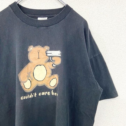 古着 used　90s　SCREEN STARS　半袖アニマルイラストプリントTシャツ　熊　bear　黒　ヴィンテージ　XLサイズ