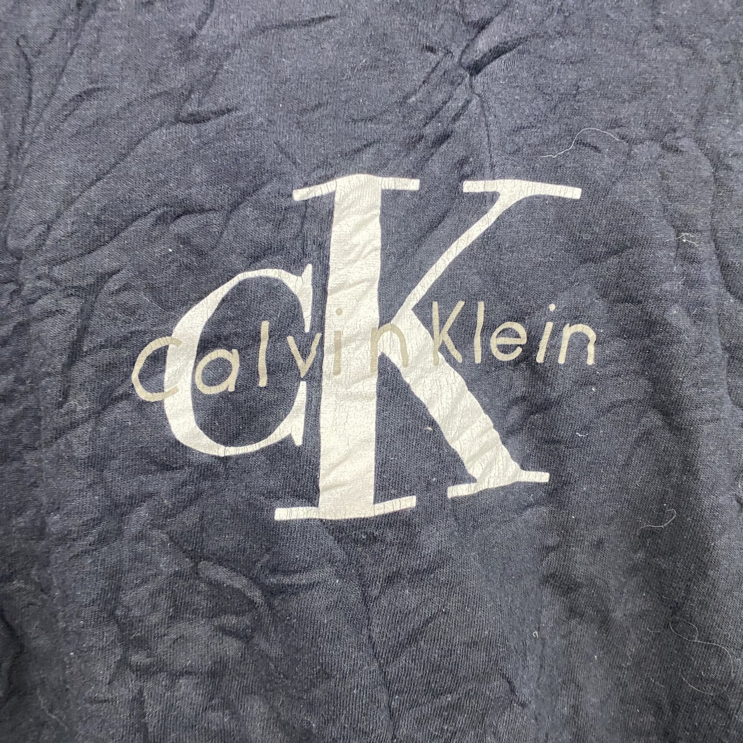 90s　Calvin Klein　カルバンクライン　半袖プリントTシャツ　シングルステッチ　デカロゴ　黒　ブラック　XLサイズ
