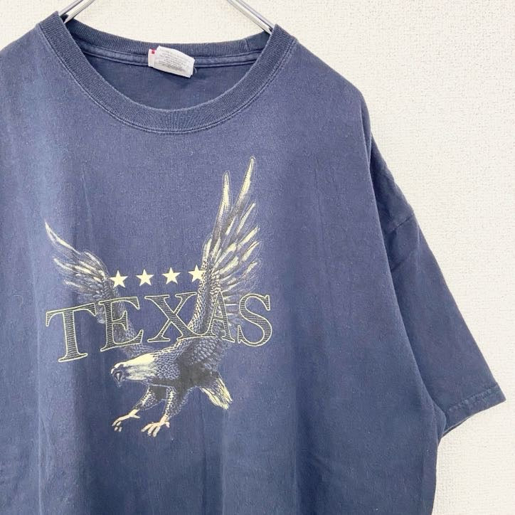 古着 used　USA製　半袖プリントTシャツ　TEXAS　テキサス　鷹　eagle　ネイビー　ヴィンテージ　XLサイズ