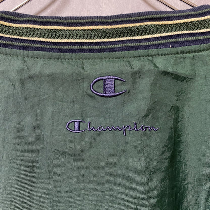 古着 used　90s　Champion　チャンピオン　長袖カレッジナイロンジャケット　ノートルダム大学　緑　オーバーサイズ