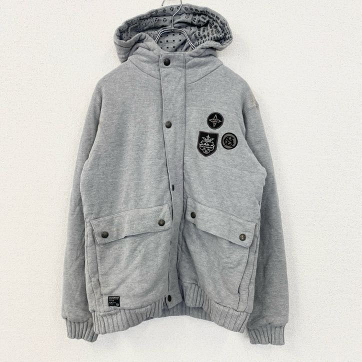 古着 used Quiksilver クイックシルバー　長袖フルジップパーカー　ブルゾン　ジャケット　アウター　グレー　Sサイズ