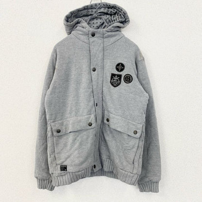 古着 used Quiksilver クイックシルバー　長袖フルジップパーカー　ブルゾン　ジャケット　アウター　グレー　Sサイズ