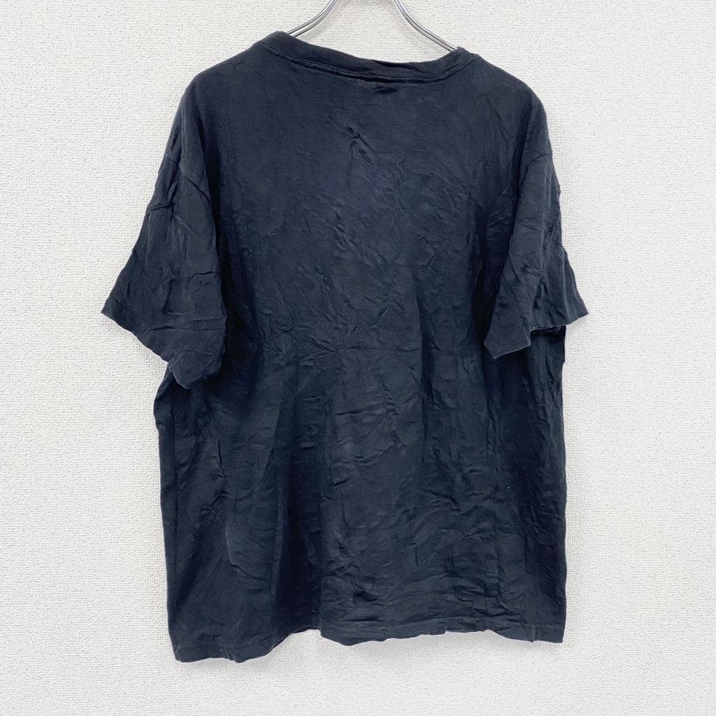 90s　Calvin Klein　カルバンクライン　半袖プリントTシャツ　シングルステッチ　デカロゴ　黒　ブラック　XLサイズ