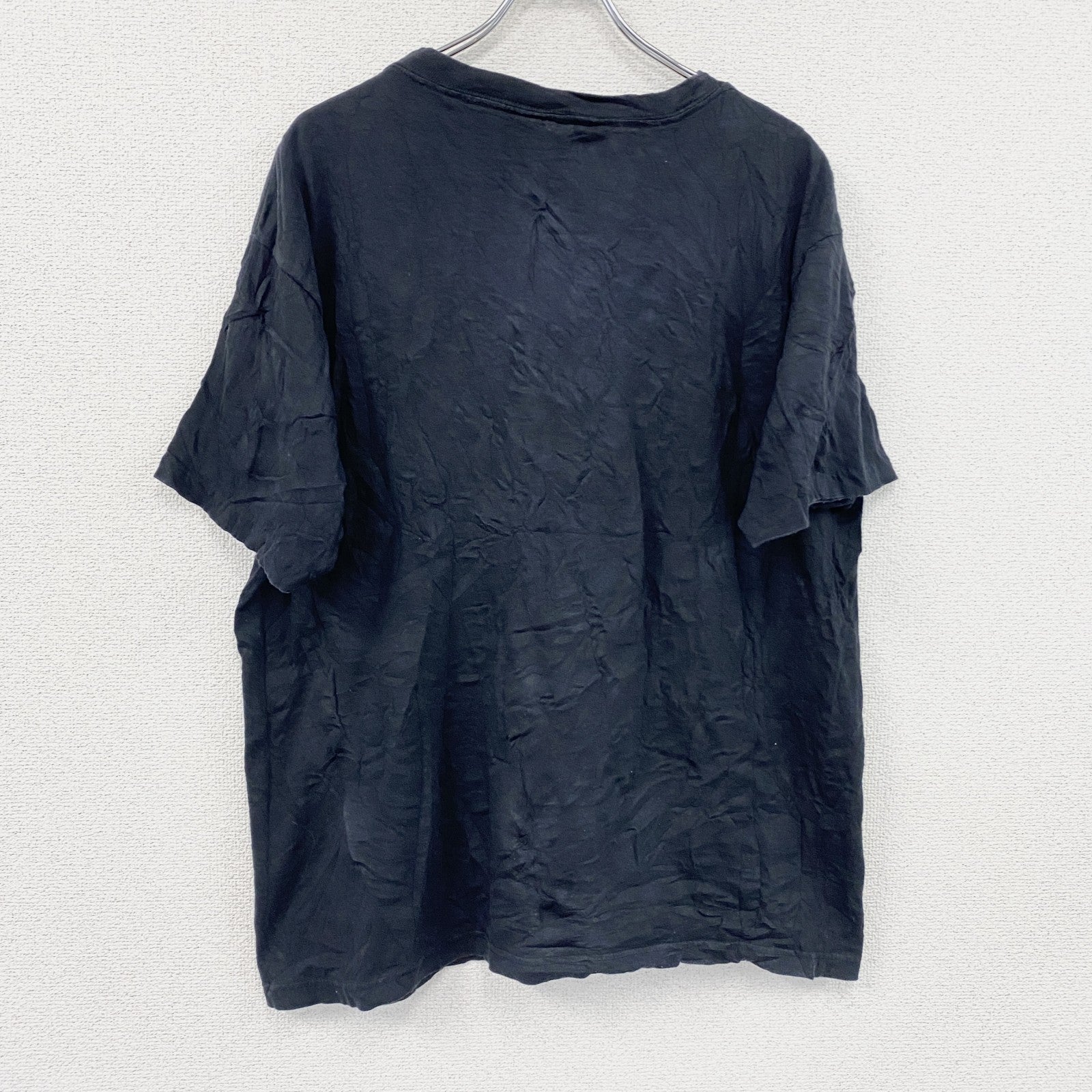 90s　Calvin Klein　カルバンクライン　半袖プリントTシャツ　シングルステッチ　デカロゴ　黒　ブラック　XLサイズ