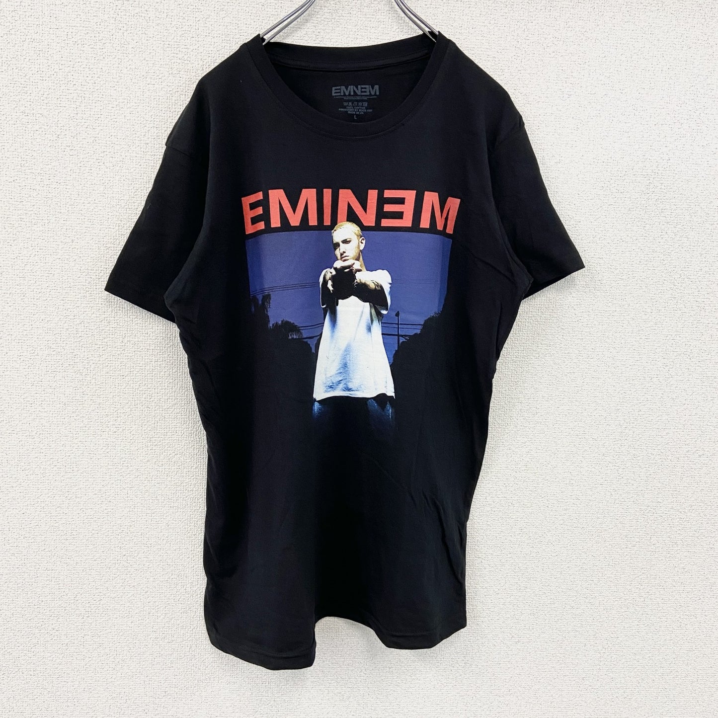 Eminem　エミネム　Photo　フォトプリントTシャツ　ラップT　黒　ブラック　Lサイズ【新品・正規品】