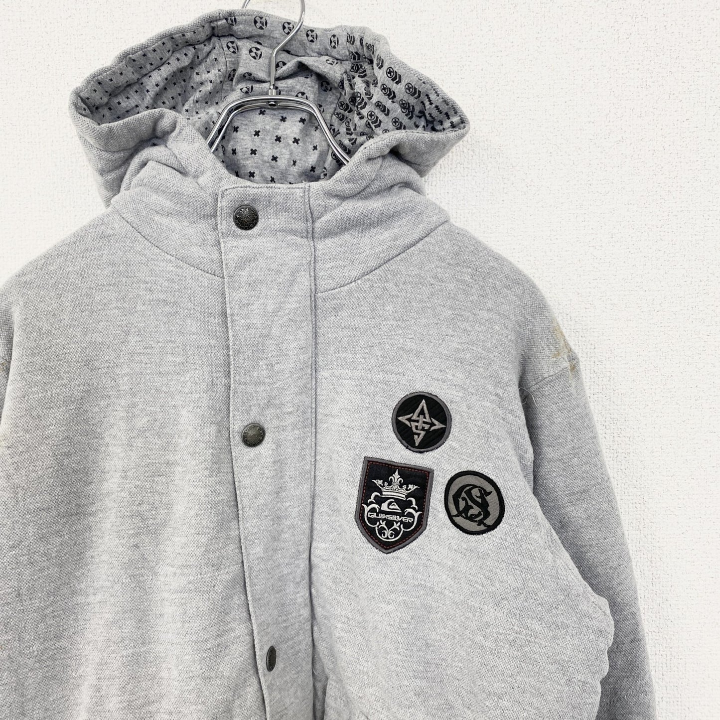 古着 used Quiksilver クイックシルバー　長袖フルジップパーカー　ブルゾン　ジャケット　アウター　グレー　Sサイズ