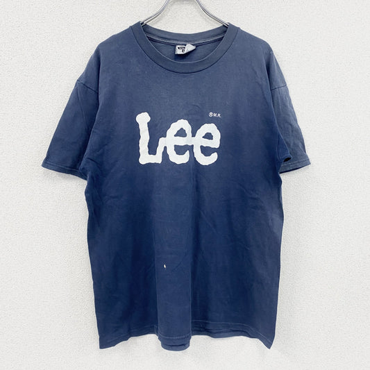 90s～　LEE　リー　半袖プリントTシャツ　フェード　デカロゴ　ヴィンテージ　紺　ネイビー　Lサイズ