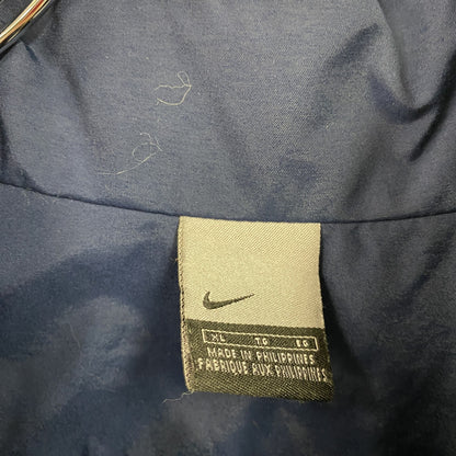 00s　NIKE　ナイキ　フルジップナイロンジャケット　スウッシュ　ヴィンテージ　紺　ネイビー　XLサイズ