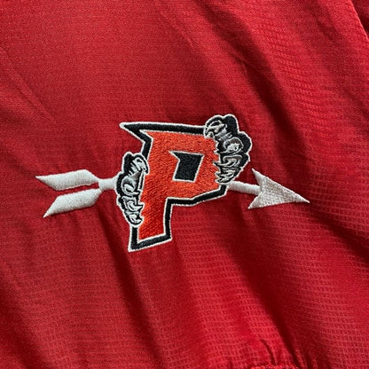 古着 used　Pennant　長袖ハーフジップナイロンジャケット　ワンポイント刺　バイカラー　赤　黒　秋冬服　Mサイズ
