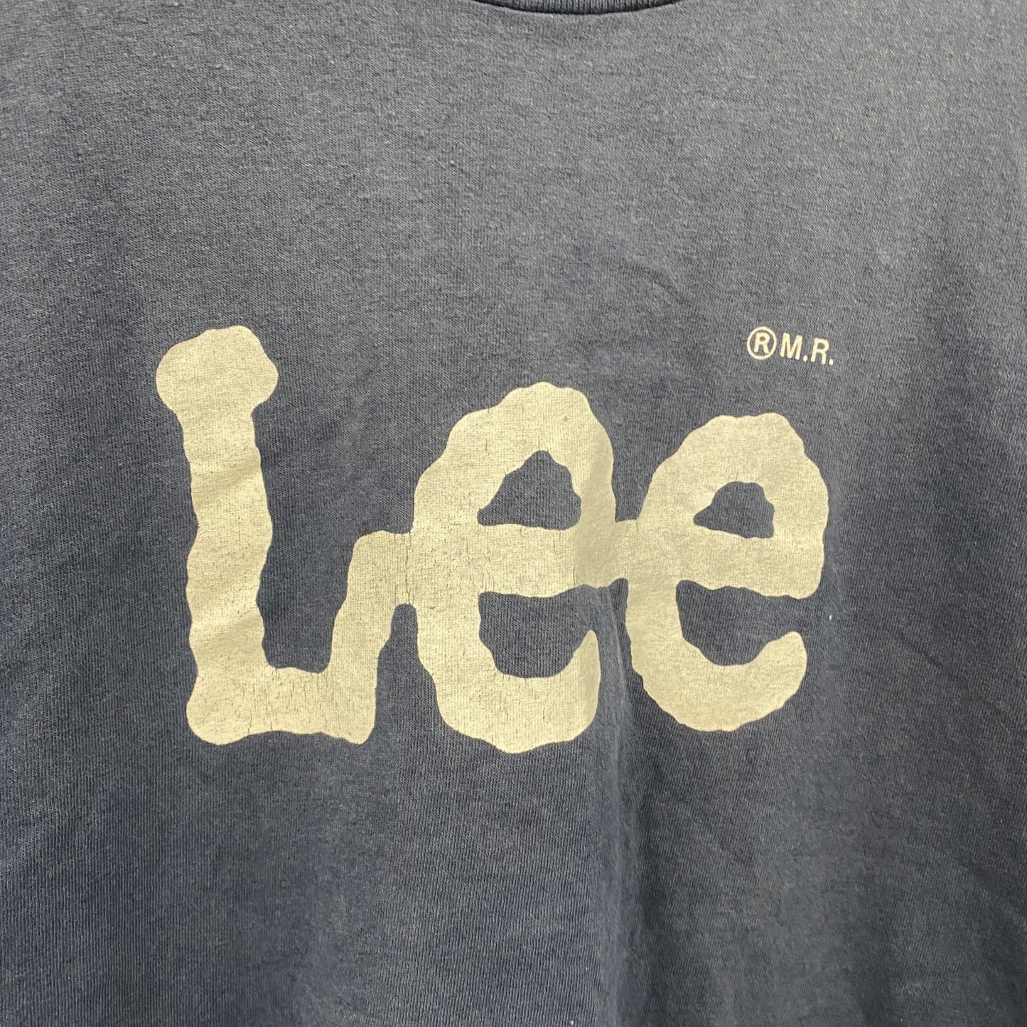 90s～　LEE　リー　半袖プリントTシャツ　フェード　デカロゴ　ヴィンテージ　紺　ネイビー　Lサイズ