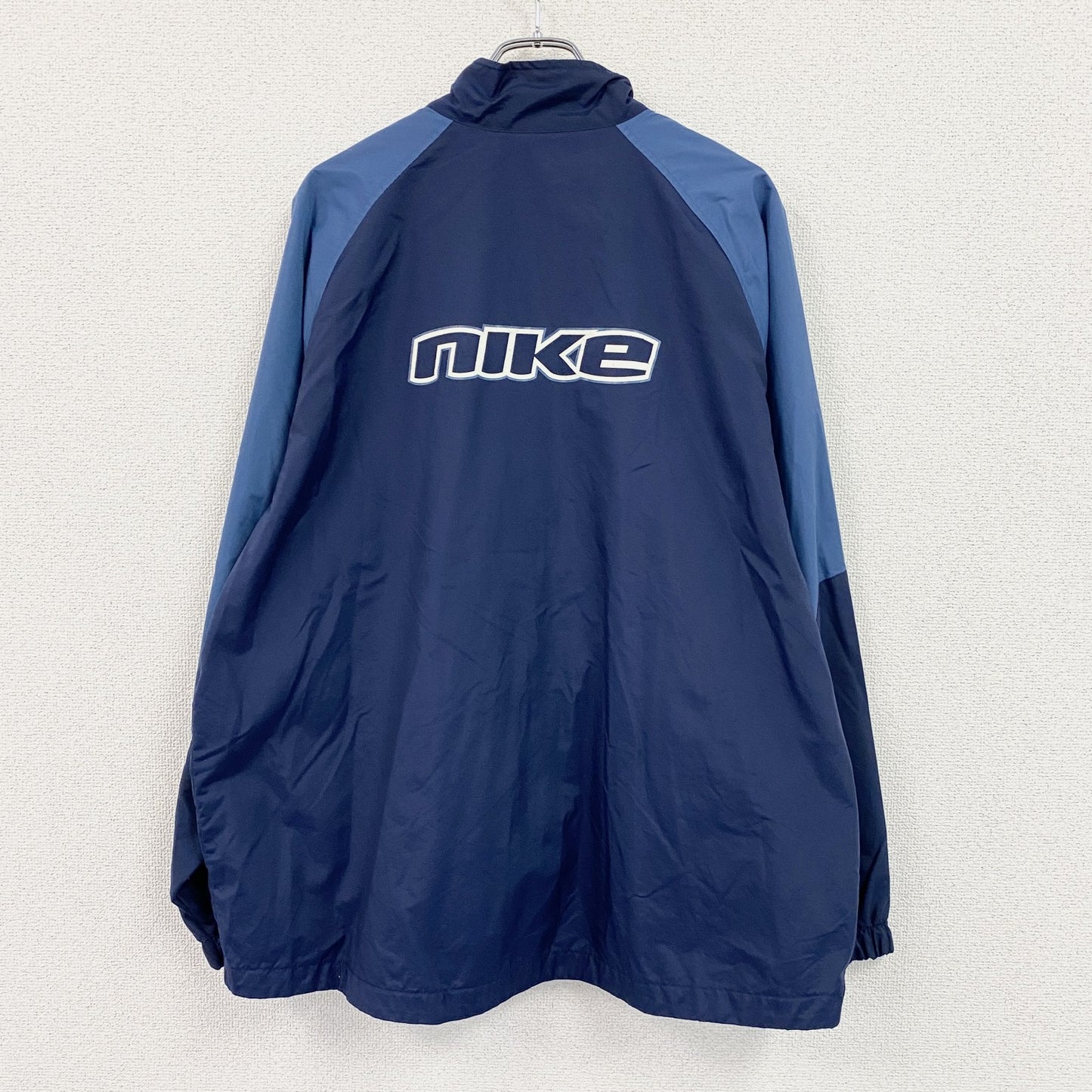 00s　NIKE　ナイキ　フルジップナイロンジャケット　スウッシュ　ヴィンテージ　紺　ネイビー　XLサイズ