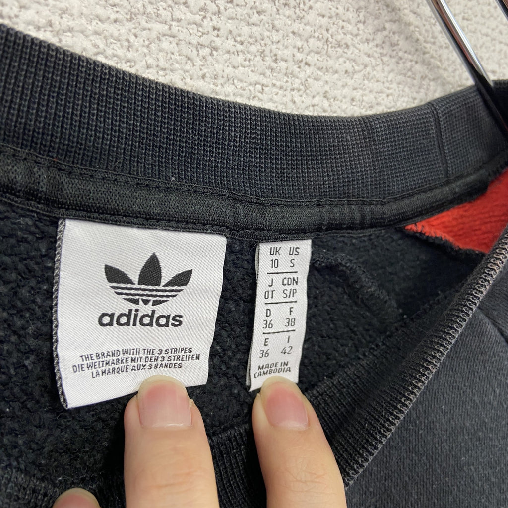 adidas　アディダス　スウェット/トレーナー　スリーストライプス　バイカラー　赤　黒　Sサイズ