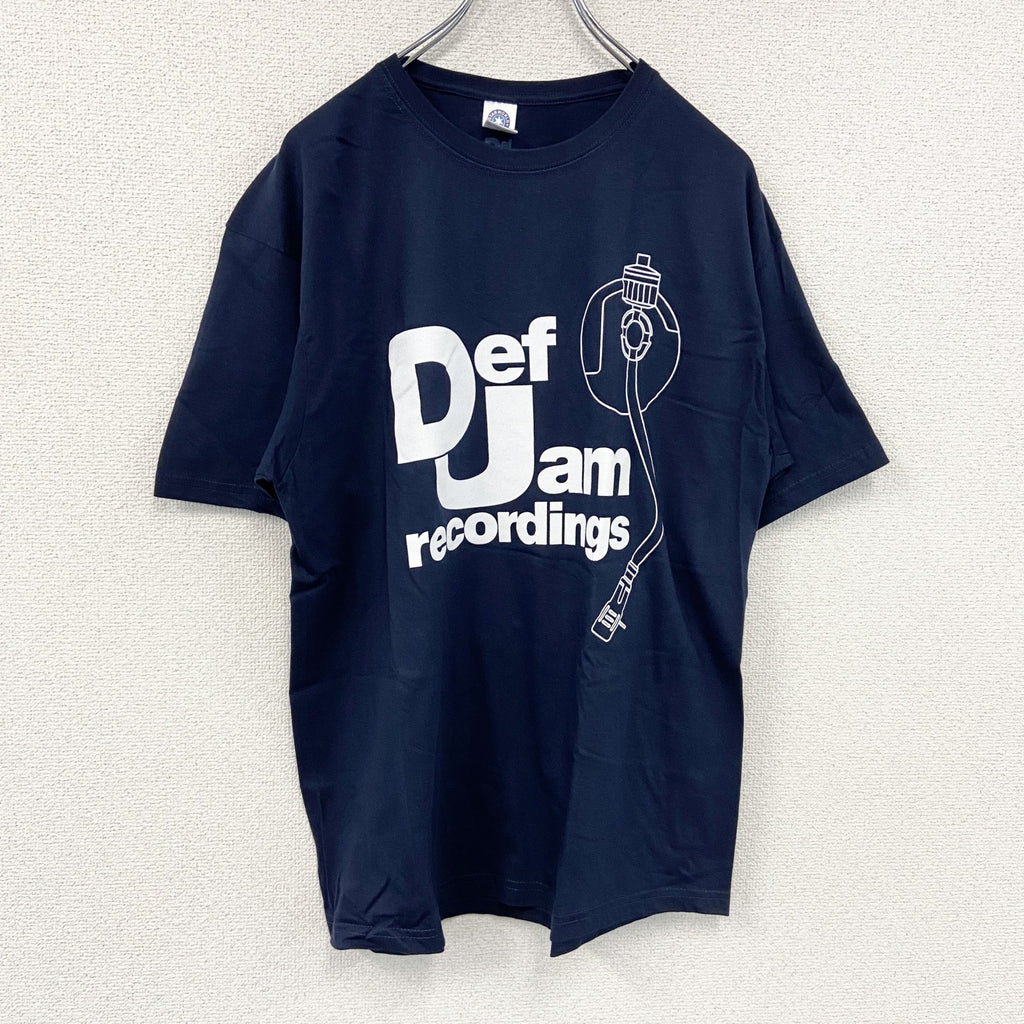 Def Jam Recordings　デフ・ジャム・レコーディングス　Logo & Stylus　半袖プリントTシャツ　オフィシャル　紺　ネイビー　Lサイズ　【新品・正規品】