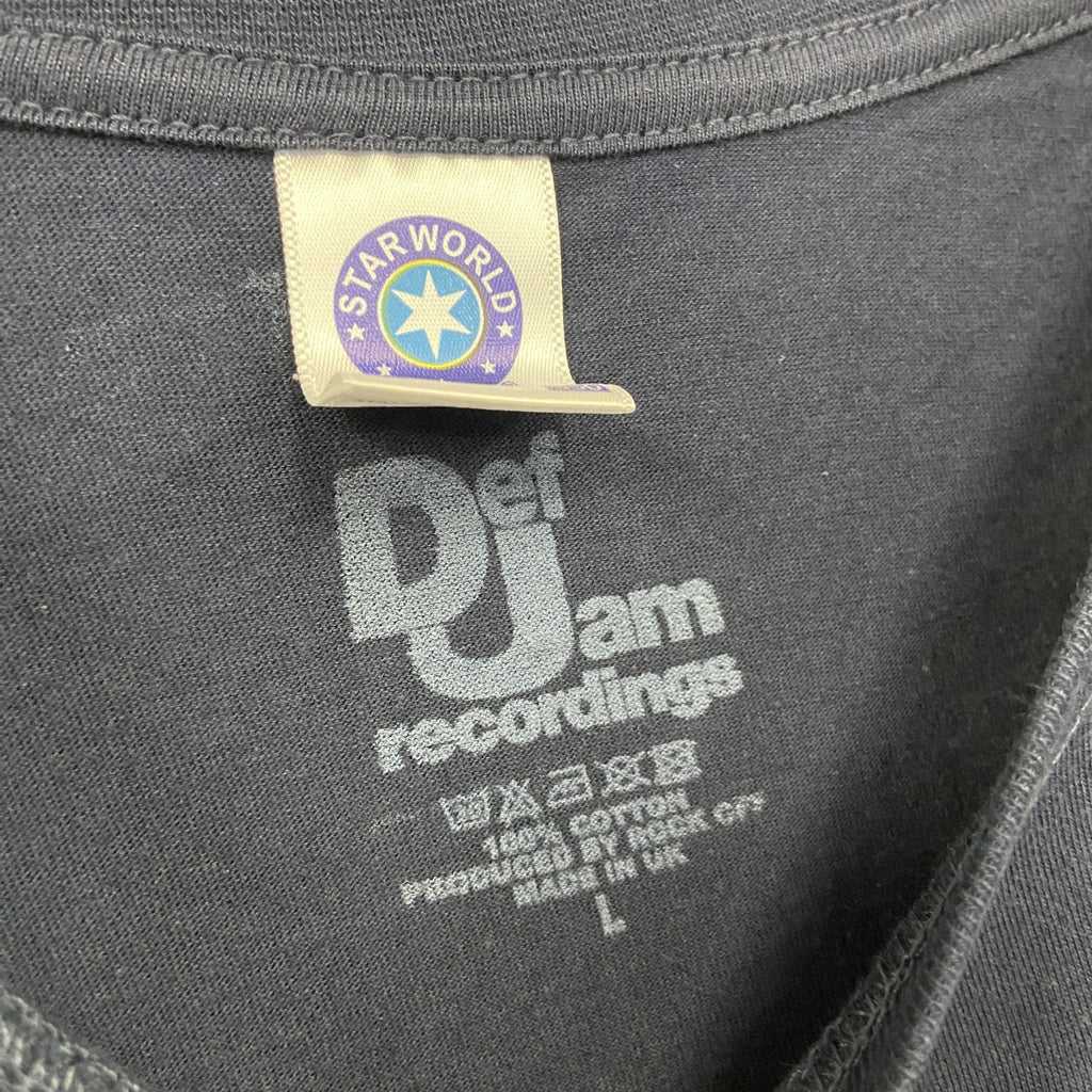 Def Jam Recordings　デフ・ジャム・レコーディングス　Logo & Stylus　半袖プリントTシャツ　オフィシャル　紺　ネイビー　Lサイズ　【新品・正規品】