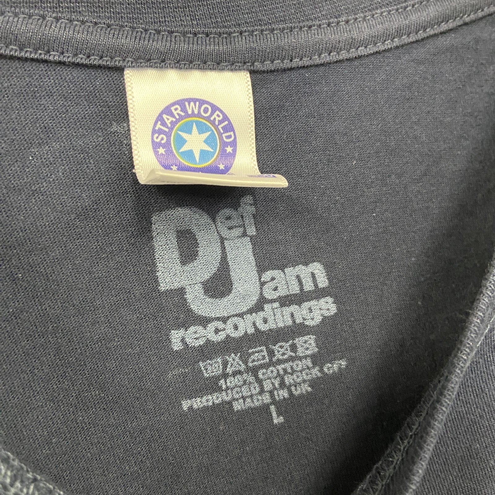 Def Jam Recordings　デフ・ジャム・レコーディングス　Logo & Stylus　半袖プリントTシャツ　オフィシャル　紺　ネイビー　Lサイズ　【新品・正規品】