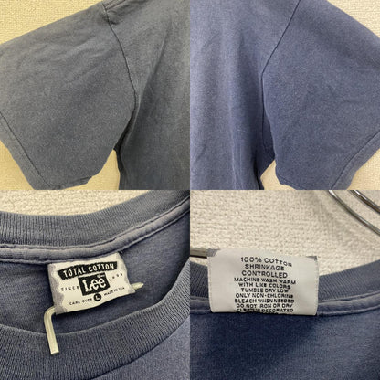 90s～　LEE　リー　半袖プリントTシャツ　フェード　デカロゴ　ヴィンテージ　紺　ネイビー　Lサイズ