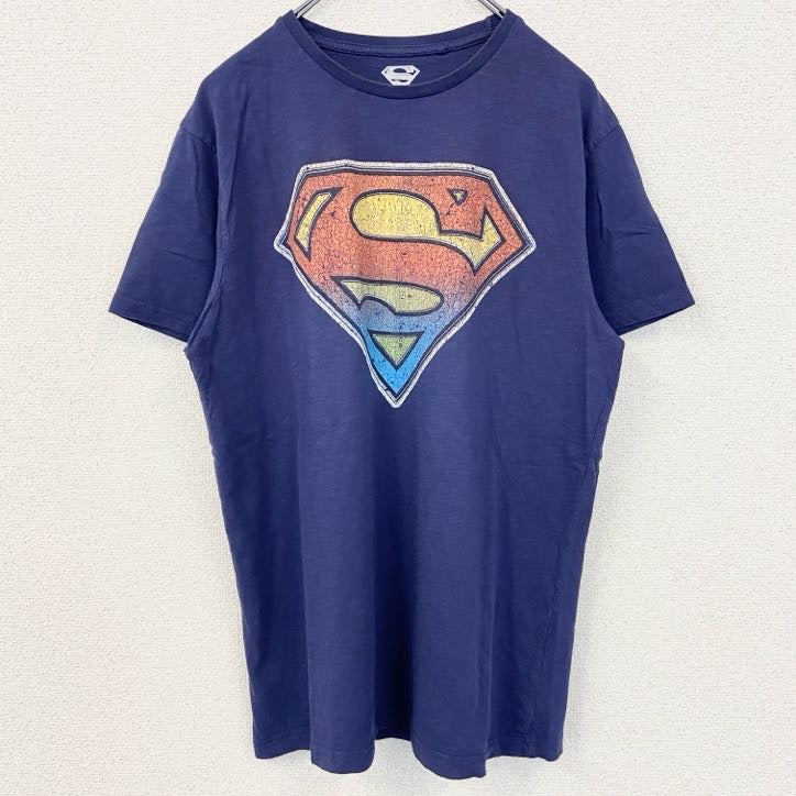 古着 used　SUPERMAN　スーパーマン　マーベル　半袖プリントムービーTシャツ　DCコミックス　映画　ネイビー　Lサイズ