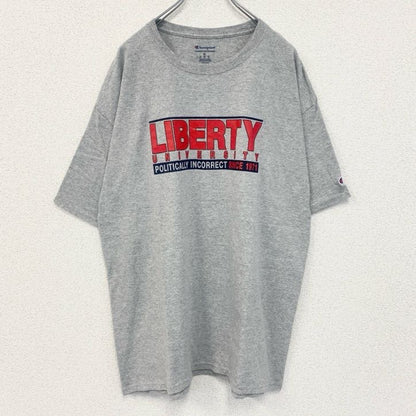古着 used　champion チャンピオン　半袖プリントカレッジTシャツ　リバティ大学　1971　レトロ　グレー　XLサイズ
