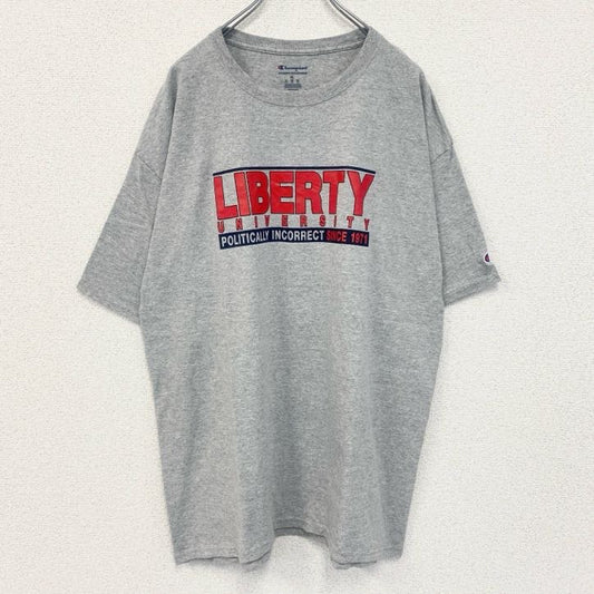 古着 used　champion チャンピオン　半袖プリントカレッジTシャツ　リバティ大学　1971　レトロ　グレー　XLサイズ