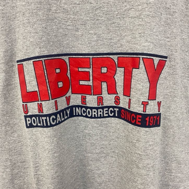 古着 used　champion チャンピオン　半袖プリントカレッジTシャツ　リバティ大学　1971　レトロ　グレー　XLサイズ