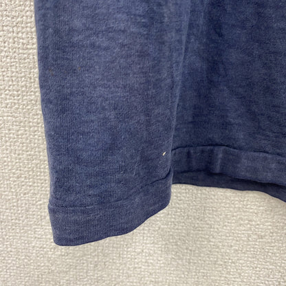～80s　adidas　アディダス　半袖プリントTシャツ　トレフォイルロゴ　デカロゴ　両面プリント　紺　ネイビー