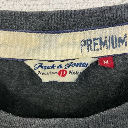古着 used　JACK＆JONES　ジャックアンドジョーンズ　半袖デザインプリントTシャツ　スペード　グレー　Mサイズ