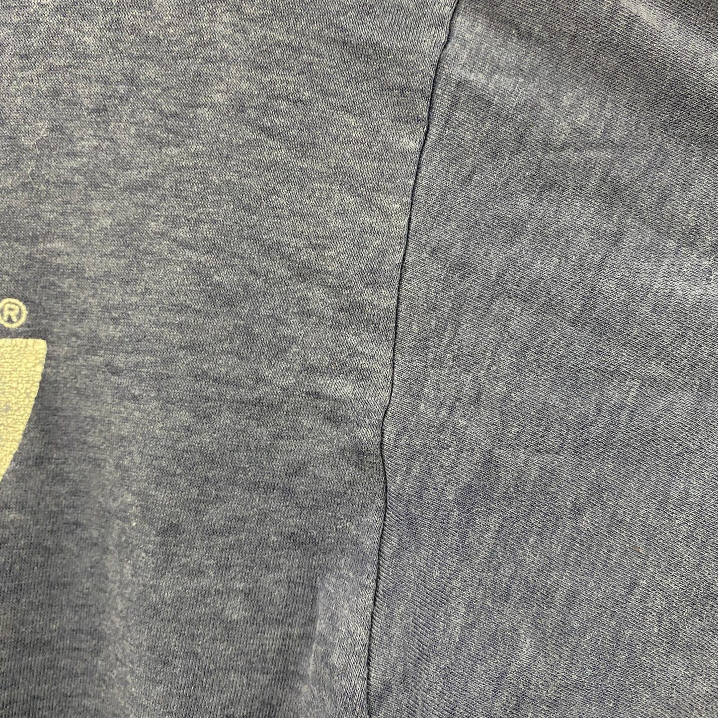 ～80s　adidas　アディダス　半袖プリントTシャツ　トレフォイルロゴ　デカロゴ　両面プリント　紺　ネイビー