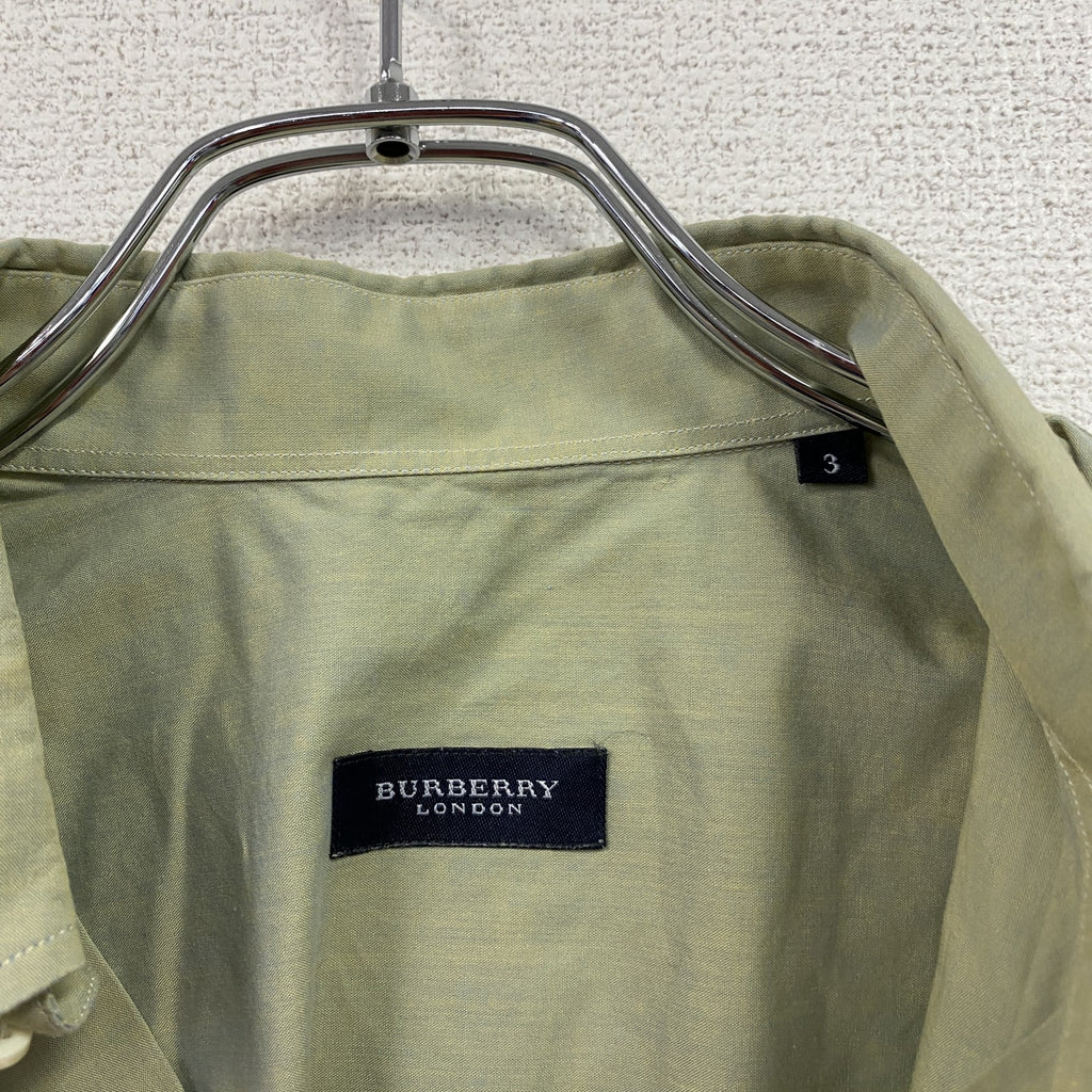 BURBERRY LONDON　バーバリーロンドン　半袖ボタンダウンシャツ　刺繡ロゴ　緑　グリーン　3サイズ