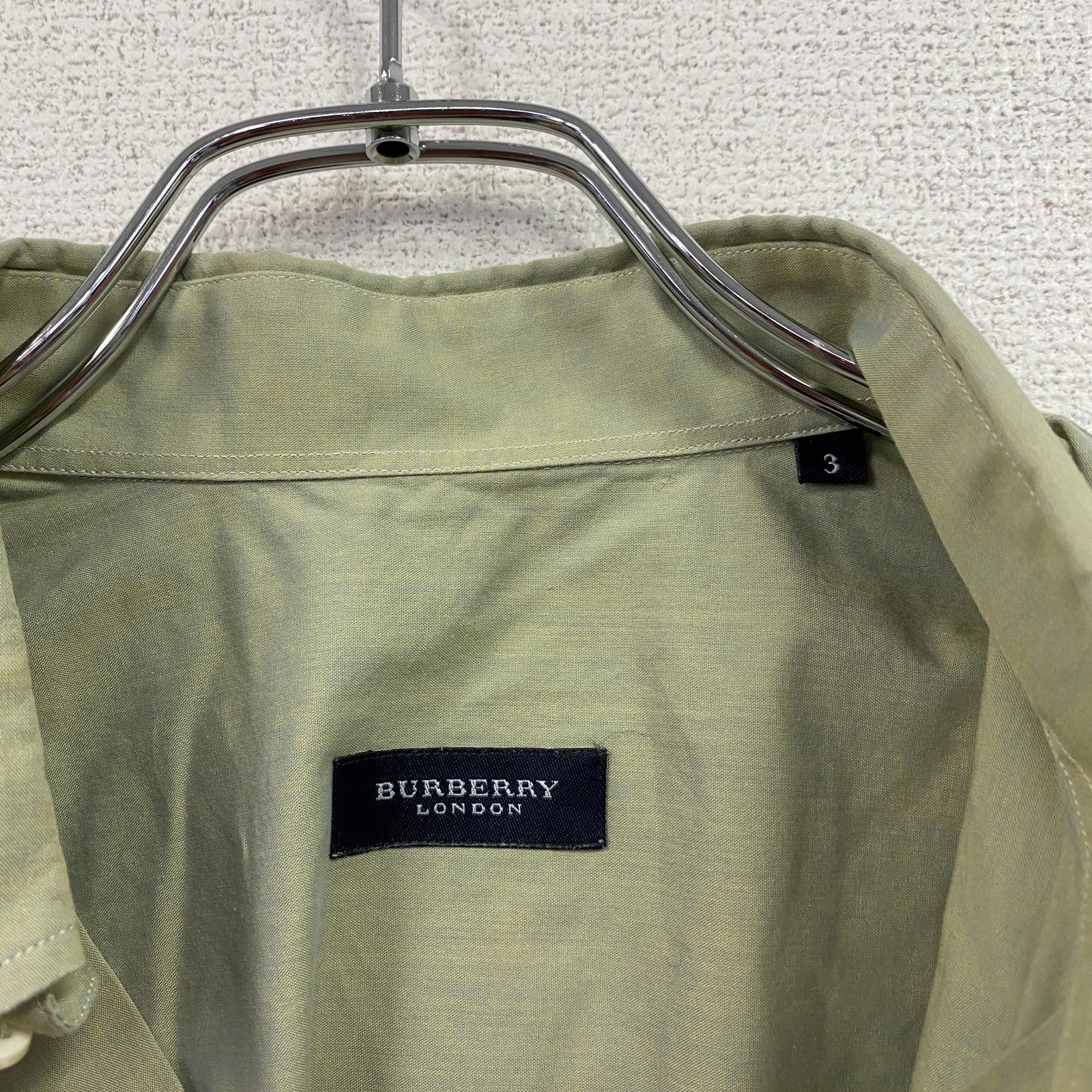 BURBERRY LONDON　バーバリーロンドン　半袖ボタンダウンシャツ　刺繡ロゴ　緑　グリーン　3サイズ